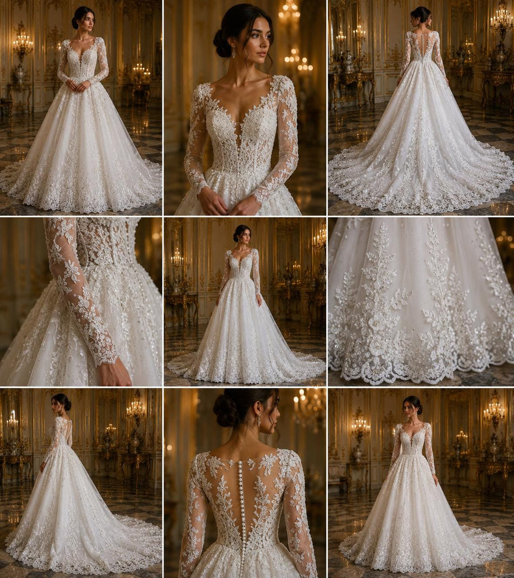 IVORY  - Luxury Lace  - Beaded Design with Embroidered Sequins and Beads On a Mesh Lace Fabric for Prom Dress. Sold By The Yard