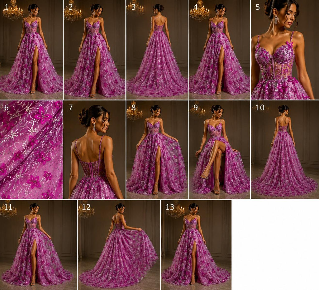 3D Butterfly Lace - FUCHSIA -  3D Butterfly Design Embroider Beaded Fabric For Quinsiañera Dresses - Prom Dress Sold By Yard