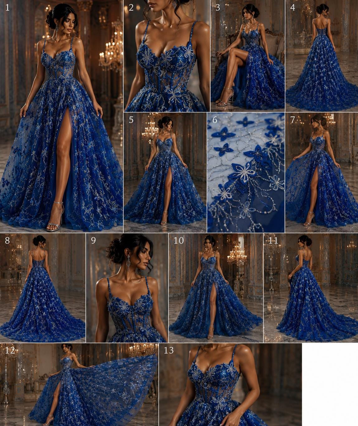 3D Butterfly Lace - ROYAL BLUE -  3D Butterfly Design Embroider Beaded Fabric For Quinsiañera Dresses - Prom Dress Sold By Yard