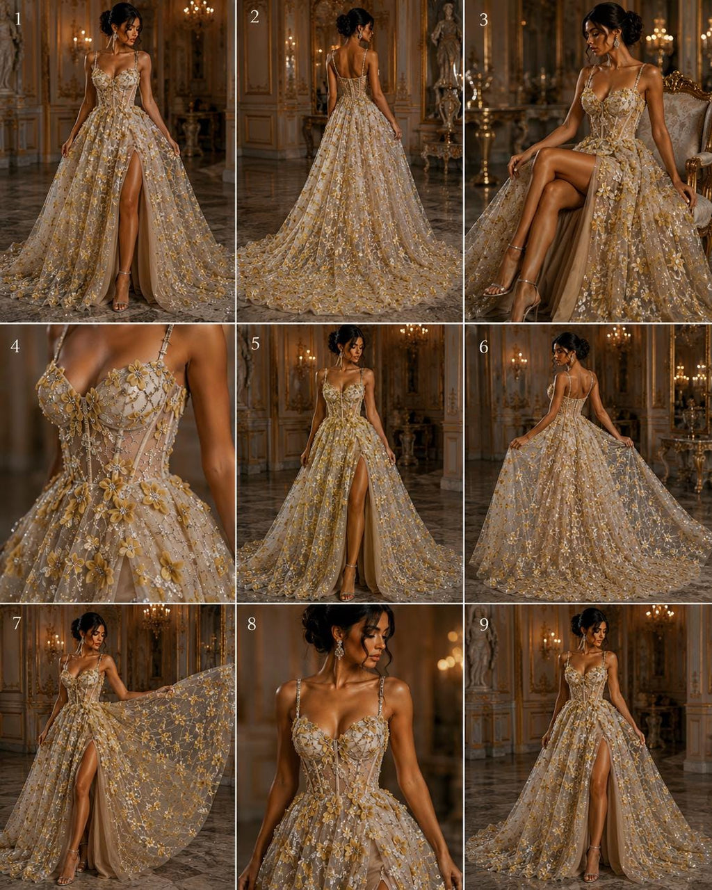 3D Butterfly Lace - CHAMPAGNE -  3D Butterfly Design Embroider Beaded Fabric For Quinsiañera Dresses - Prom Dress Sold By Yard