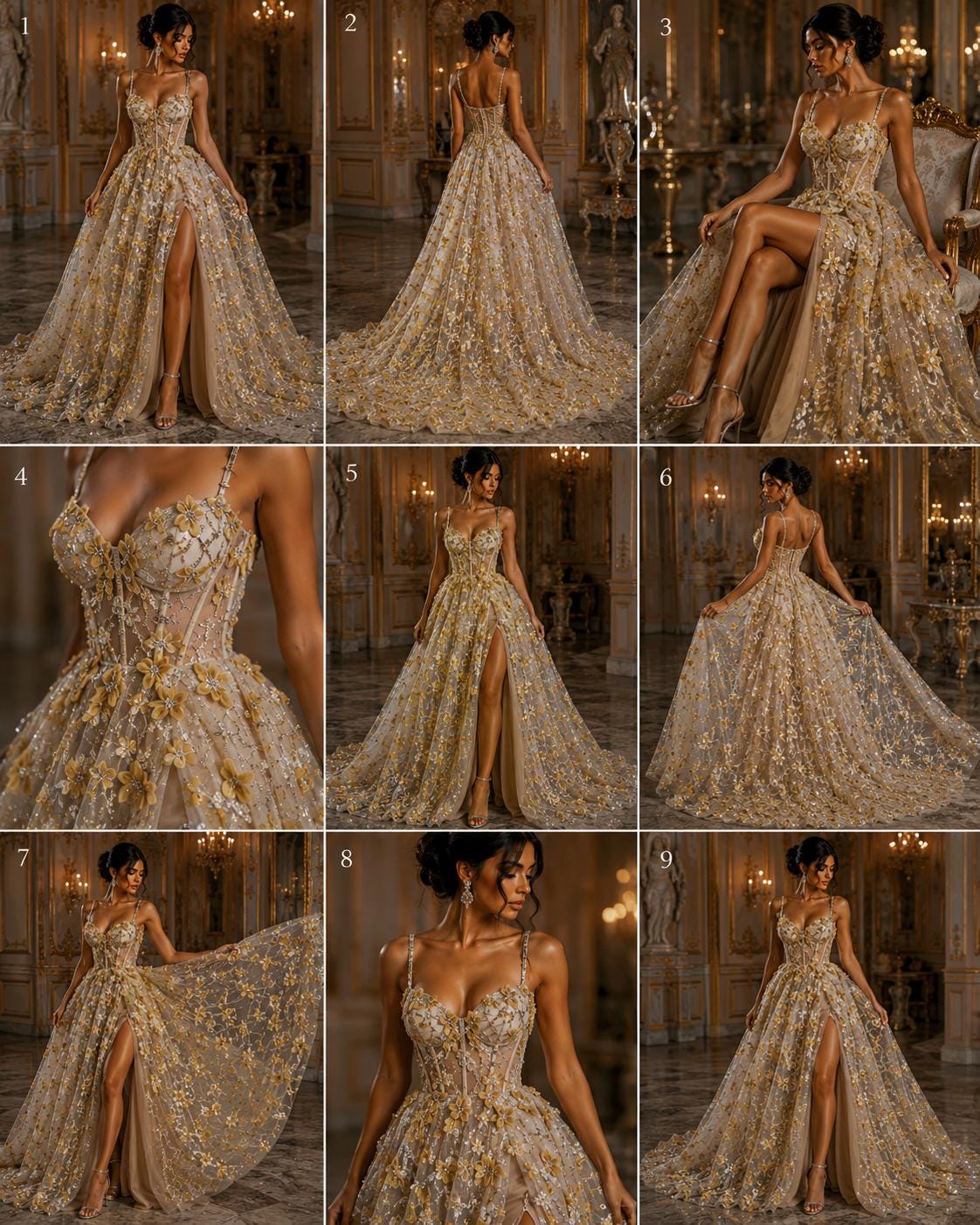 3D Butterfly Lace - CHAMPAGNE -  3D Butterfly Design Embroider Beaded Fabric For Quinsiañera Dresses - Prom Dress Sold By Yard