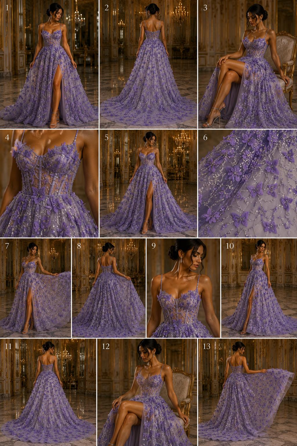 3D Butterfly Lace - LILAC -  3D Butterfly Design Embroider Beaded Fabric For Quinsiañera Dresses - Prom Dress Sold By Yard