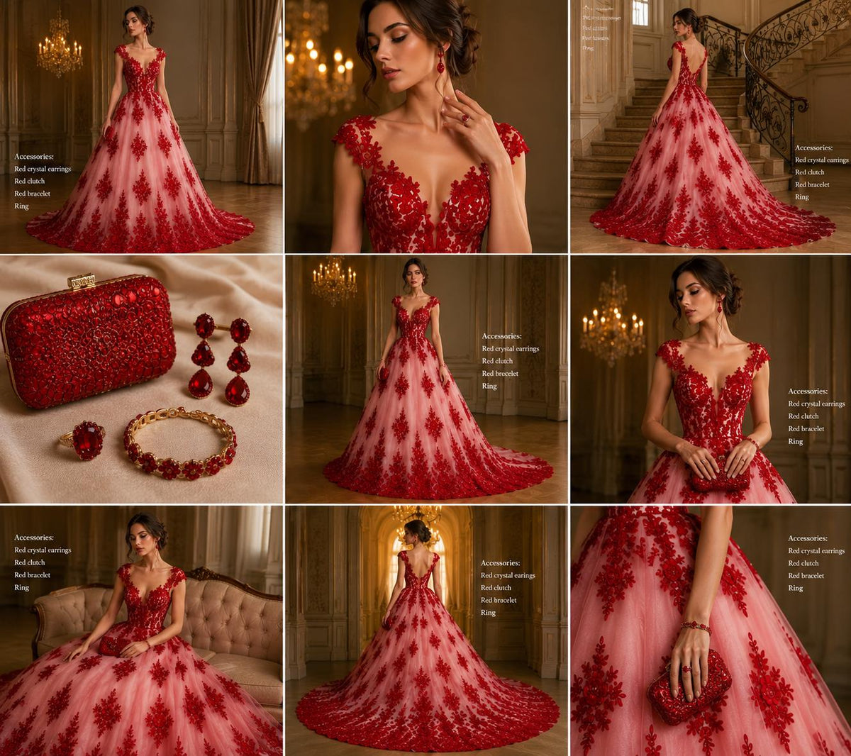 3D Floral Lace Fabric - RED -  3D Floral Corded Mesh Fabric Lace - Fabric For Quinsiañera Dresses - Prom Dress Sold By Yard