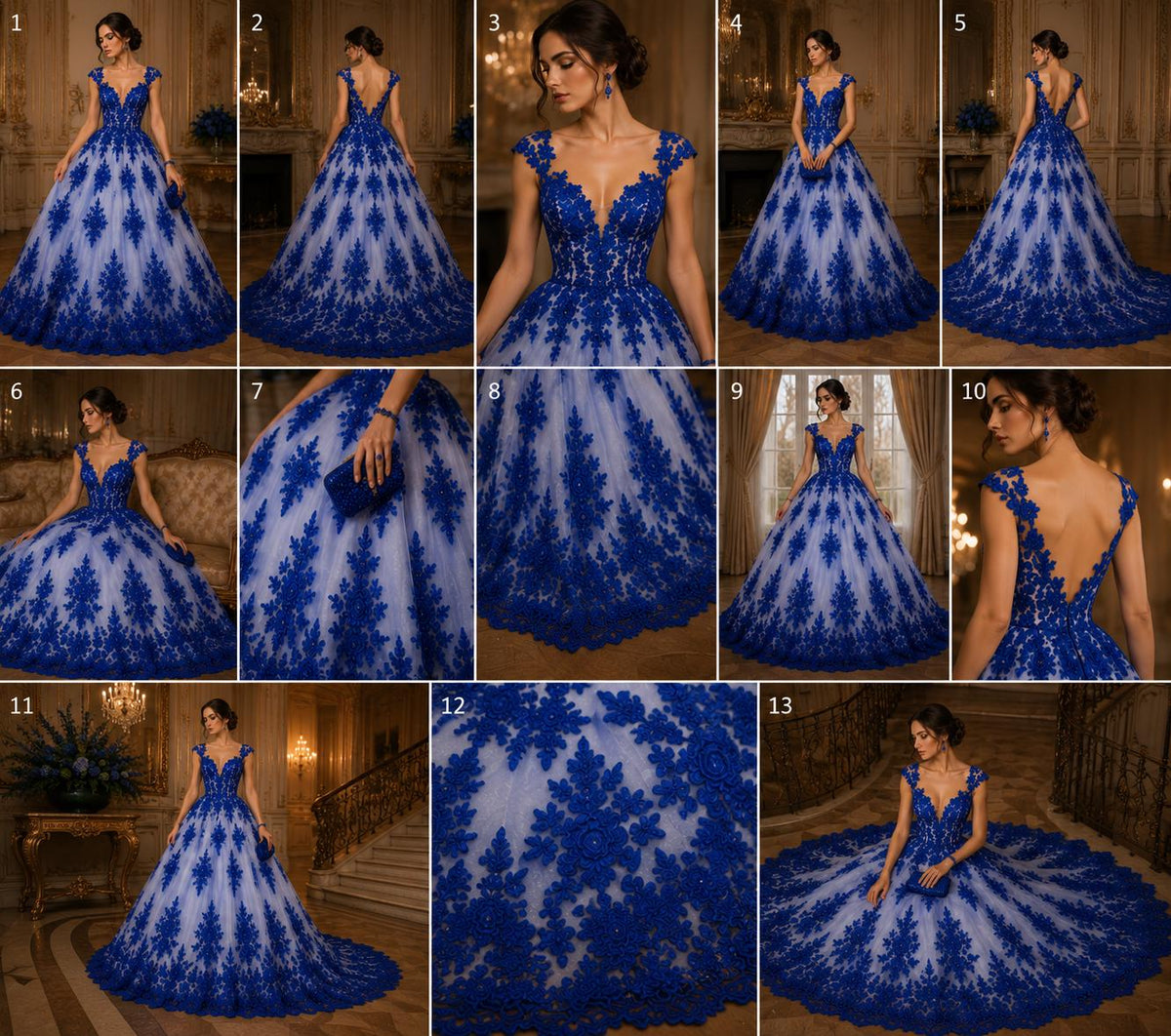 3D Floral Lace Fabric - ROYAL -  3D Floral Corded Mesh Fabric Lace - Fabric For Quinsiañera Dresses - Prom Dress Sold By Yard