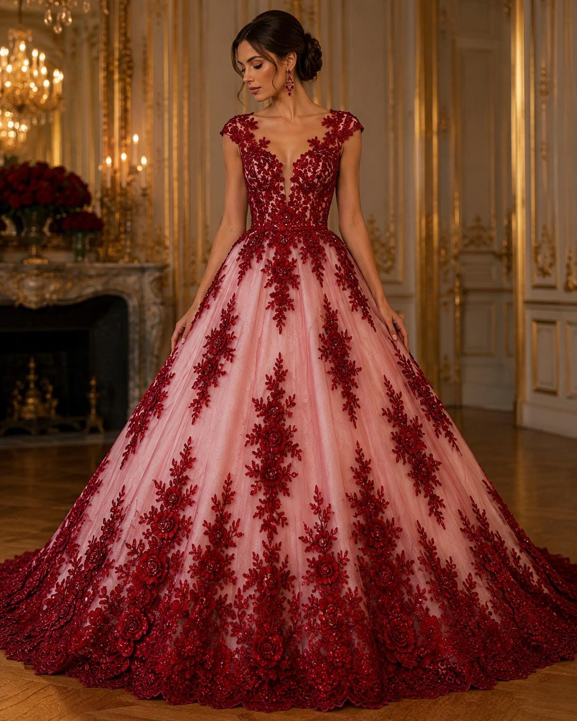 3D Floral Lace Fabric - BURGUNDY -  3D Floral Corded Mesh Fabric Lace - Fabric For Quinsiañera Dresses - Prom Dress Sold By Yard
