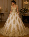 3D Floral Lace Fabric - GOLD -  3D Floral Corded Mesh Fabric Lace - Fabric For Quinsiañera Dresses - Prom Dress Sold By Yard