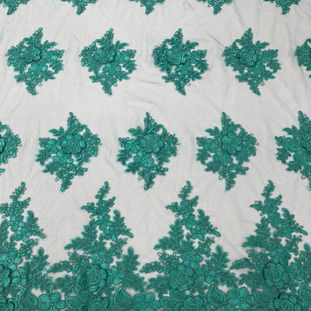 3D Floral Lace Fabric - JADE -  3D Floral Corded Mesh Fabric Lace - Fabric For Quinsiañera Dresses - Prom Dress Sold By Yard