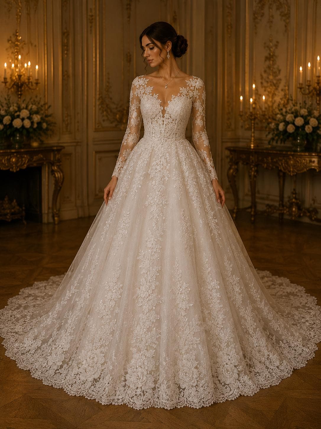 3D Floral Lace Fabric - IVORY -  3D Floral Corded Mesh Fabric Lace - Fabric For Quinsiañera Dresses - Prom Dress Sold By Yard