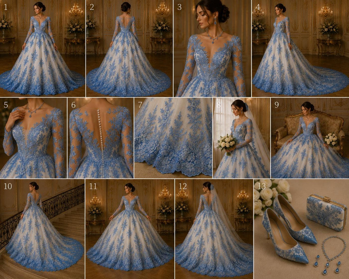 3D Floral Lace Fabric - LT BLUE -  3D Floral Corded Mesh Fabric Lace - Fabric For Quinsiañera Dresses - Prom Dress Sold By Yard