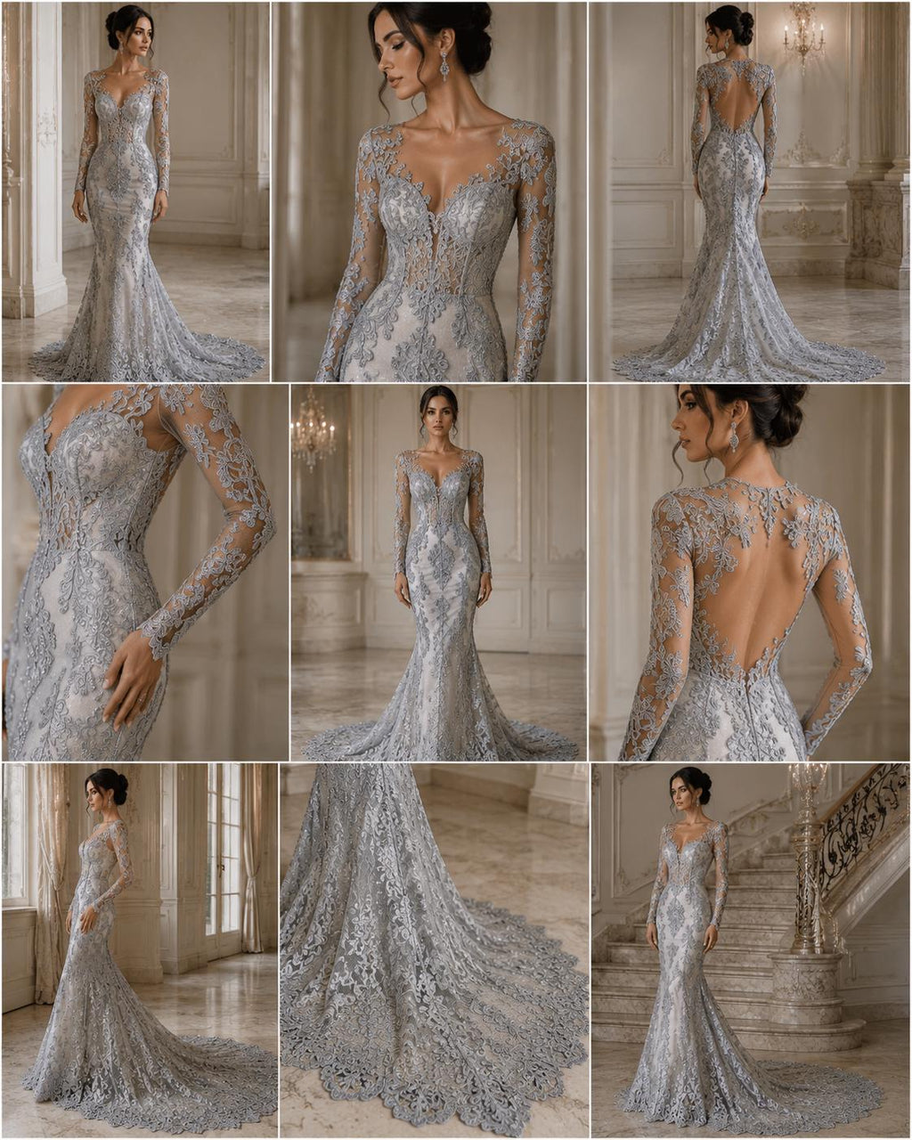 Embroidery Damask Design - SILVER - With Sequins On A Mesh Lace Fabric - Fabric For Quinsiañera Dresses - Prom Dress Sold By Yard
