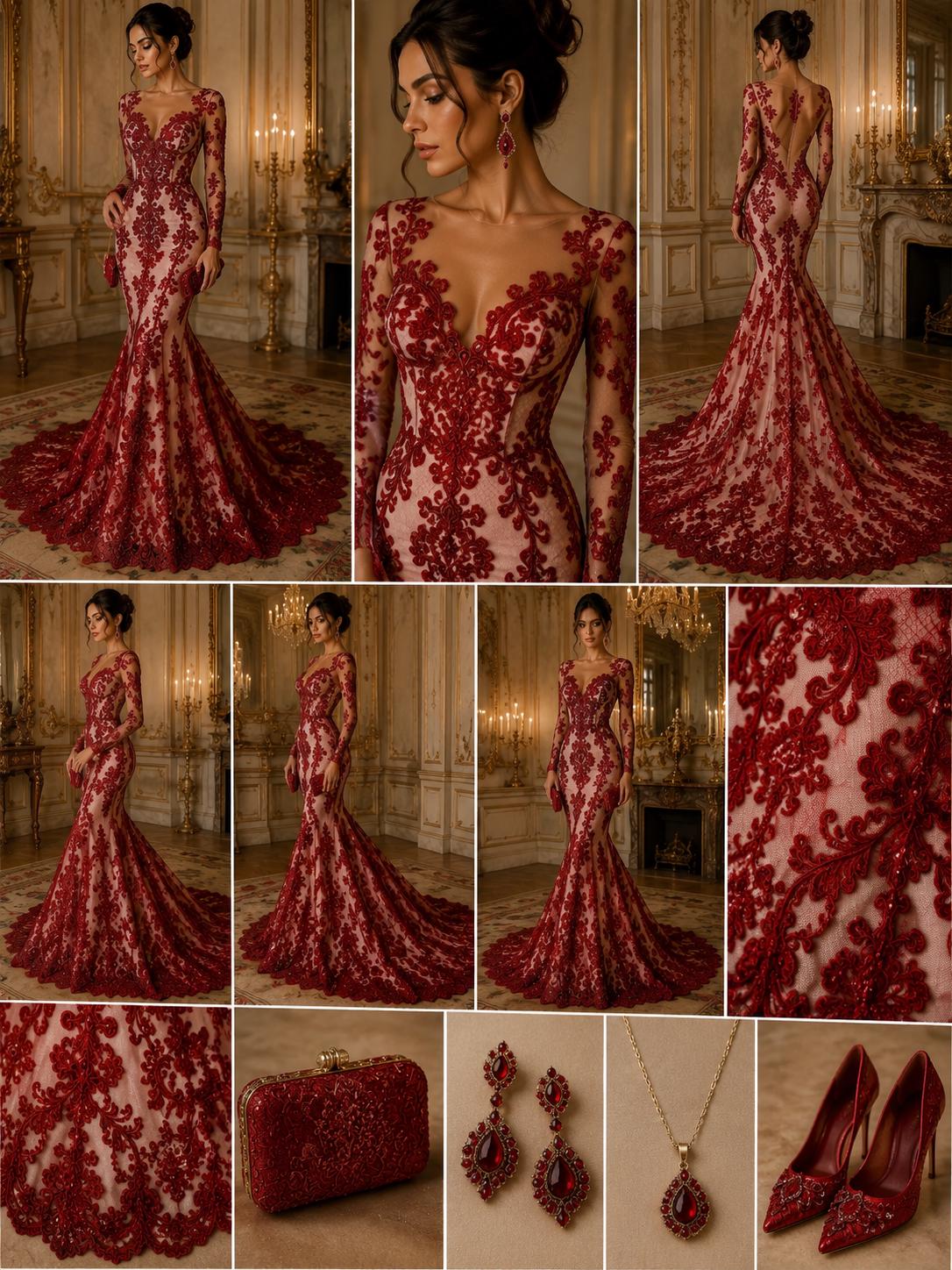 Embroidery Damask Design - BURGUNDY - With Sequins On A Mesh Lace Fabric - Fabric For Quinsiañera Dresses - Prom Dress Sold By Yard