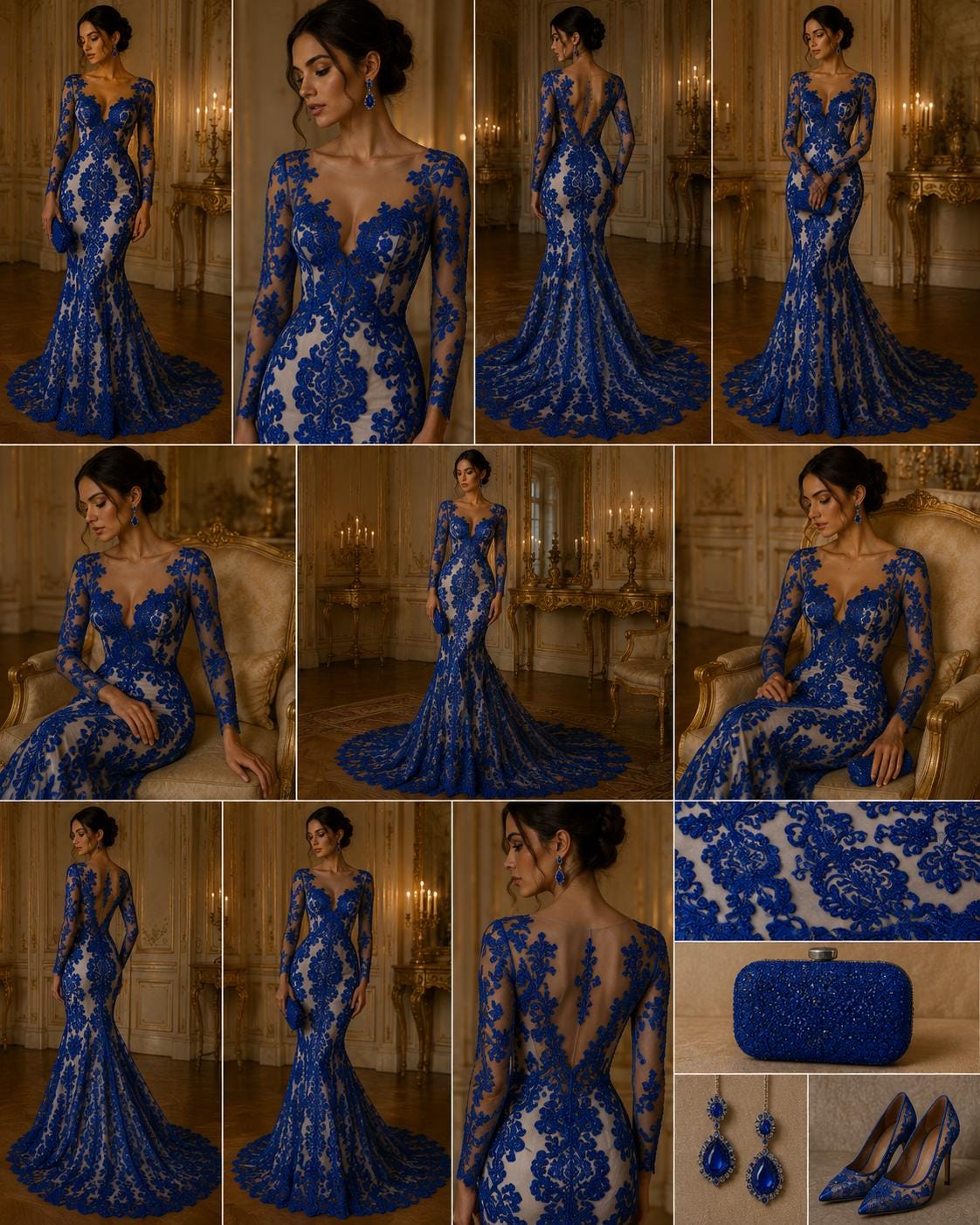 Embroidery Damask Design - ROYAL - With Sequins On A Mesh Lace Fabric - Fabric For Quinsiañera Dresses - Prom Dress Sold By Yard