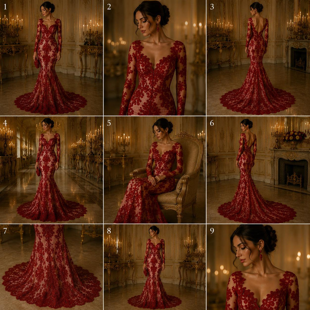 Embroidery Damask Design - RED - With Sequins On A Mesh Lace Fabric - Fabric For Quinsiañera Dresses - Prom Dress Sold By Yard