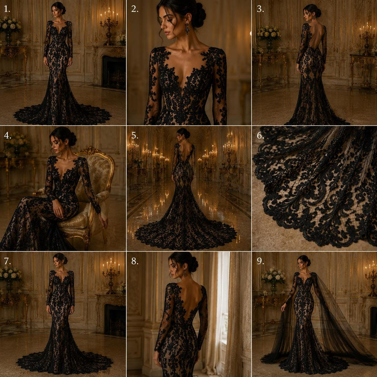 Embroidery Damask Design - BLACK - With Sequins On A Mesh Lace Fabric - Fabric For Quinsiañera Dresses - Prom Dress Sold By Yard