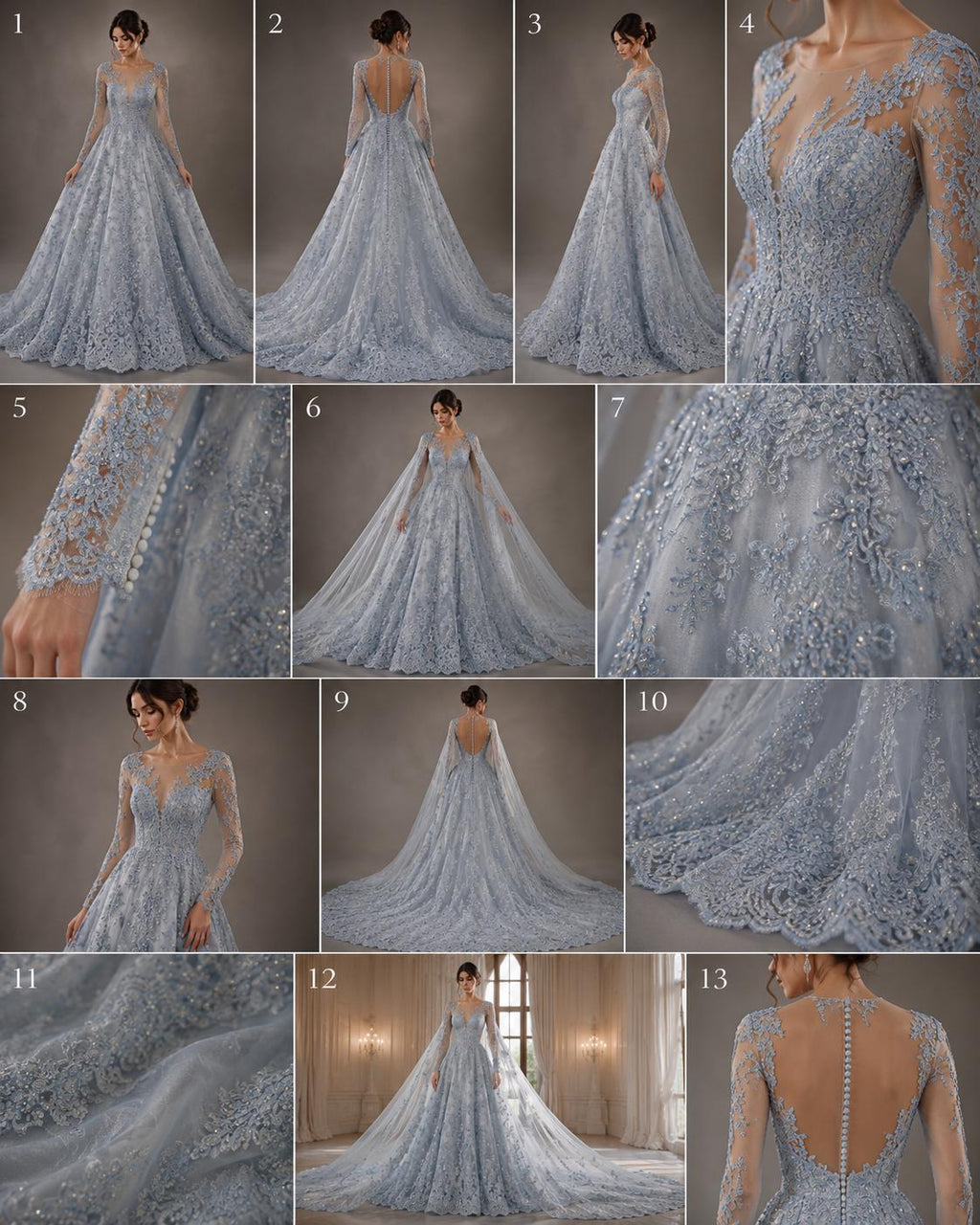 Lt Blue - Luxury Lace - Beaded Design with Embroidered Sequins and Beads On a Mesh Lace Fabric for Prom Dress By The Yard