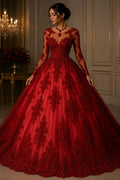 Red - Luxury Lace - Beaded Design with Embroidered Sequins and Beads On a Mesh Lace Fabric for Prom Dress By The Yard