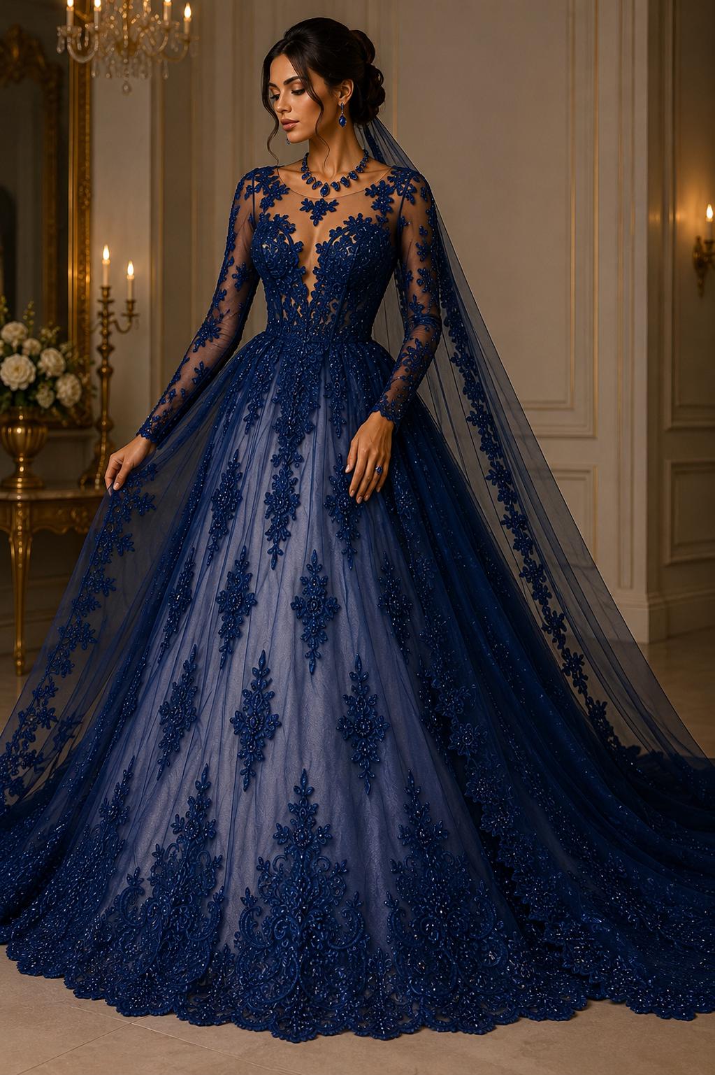 Royal - Luxury Lace - Beaded Design with Embroidered Sequins and Beads On a Mesh Lace Fabric for Prom Dress By The Yard