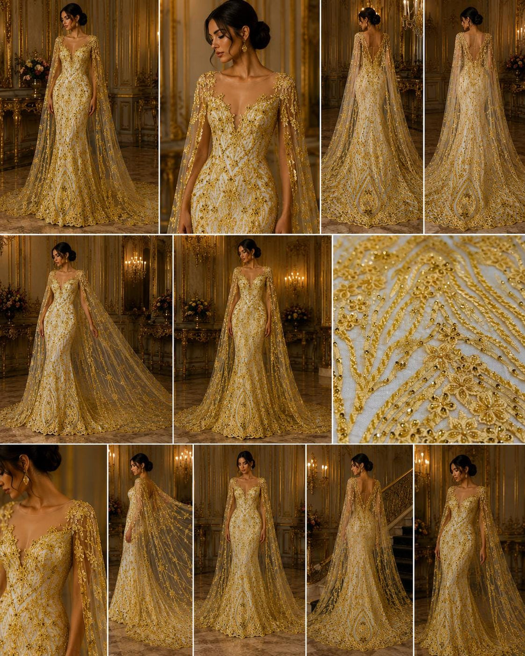 Luxury Lace - Yellow - Beaded Design with Embroidered Sequins and Beads On a Mesh Lace Fabric for Prom Dress. Sold By The Yard