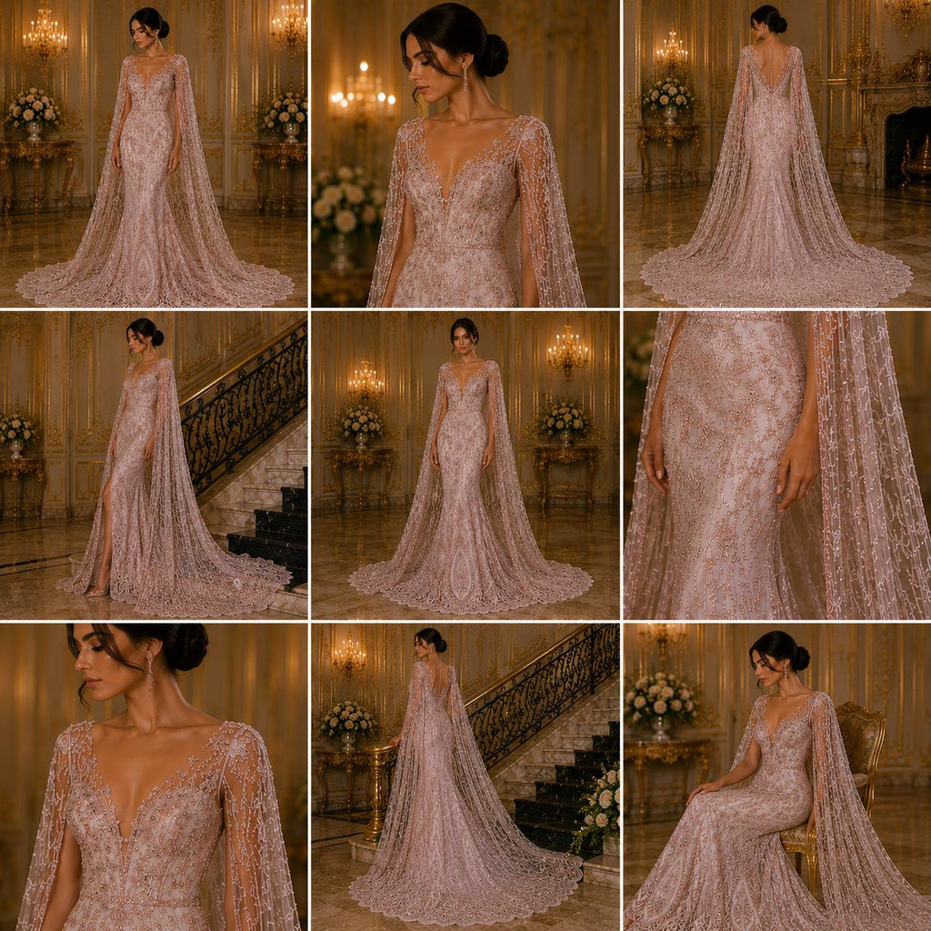 Luxury Lace - Blush - Beaded Design with Embroidered Sequins and Beads On a Mesh Lace Fabric for Prom Dress. Sold By The Yard