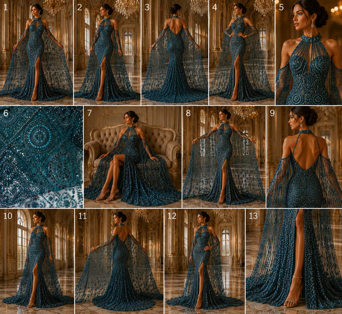 Luxurious Design Lace - Hunter - Geometric Beaded Design with Embroidered Sequins and Beads On a Mesh Lace Fabric By The Yard
