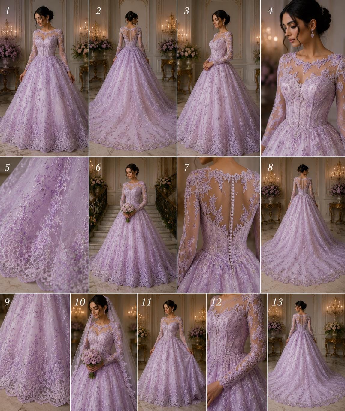Lt Lilac - Luxury Lace - Beaded Design with Embroidered Sequins and Beads On a Mesh Lace Fabric for Prom Dress By The Yard