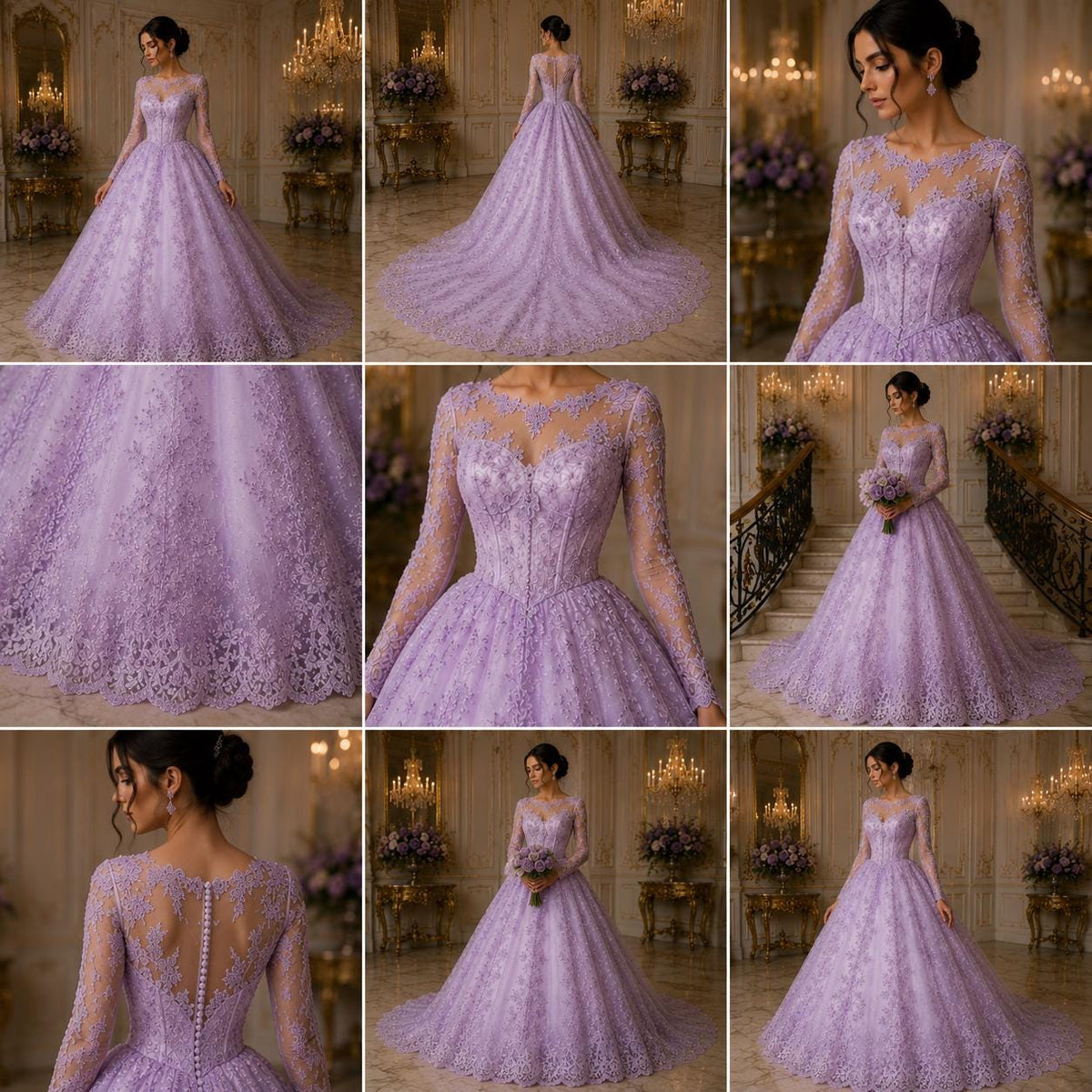Lt Lilac - Luxury Lace - Beaded Design with Embroidered Sequins and Beads On a Mesh Lace Fabric for Prom Dress By The Yard