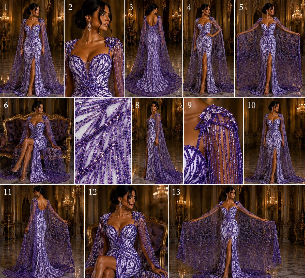 LILAC - Luxurious Design Lace - Beaded Design with Embroidered Sequins and Beads On a Mesh Lace Fabric By The Yard
