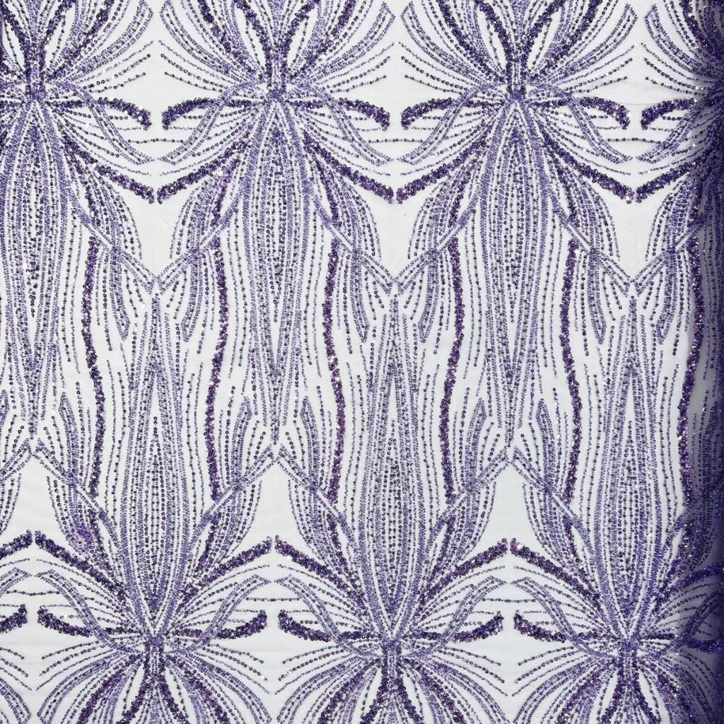 LILAC - Luxurious Design Lace - Beaded Design with Embroidered Sequins and Beads On a Mesh Lace Fabric By The Yard