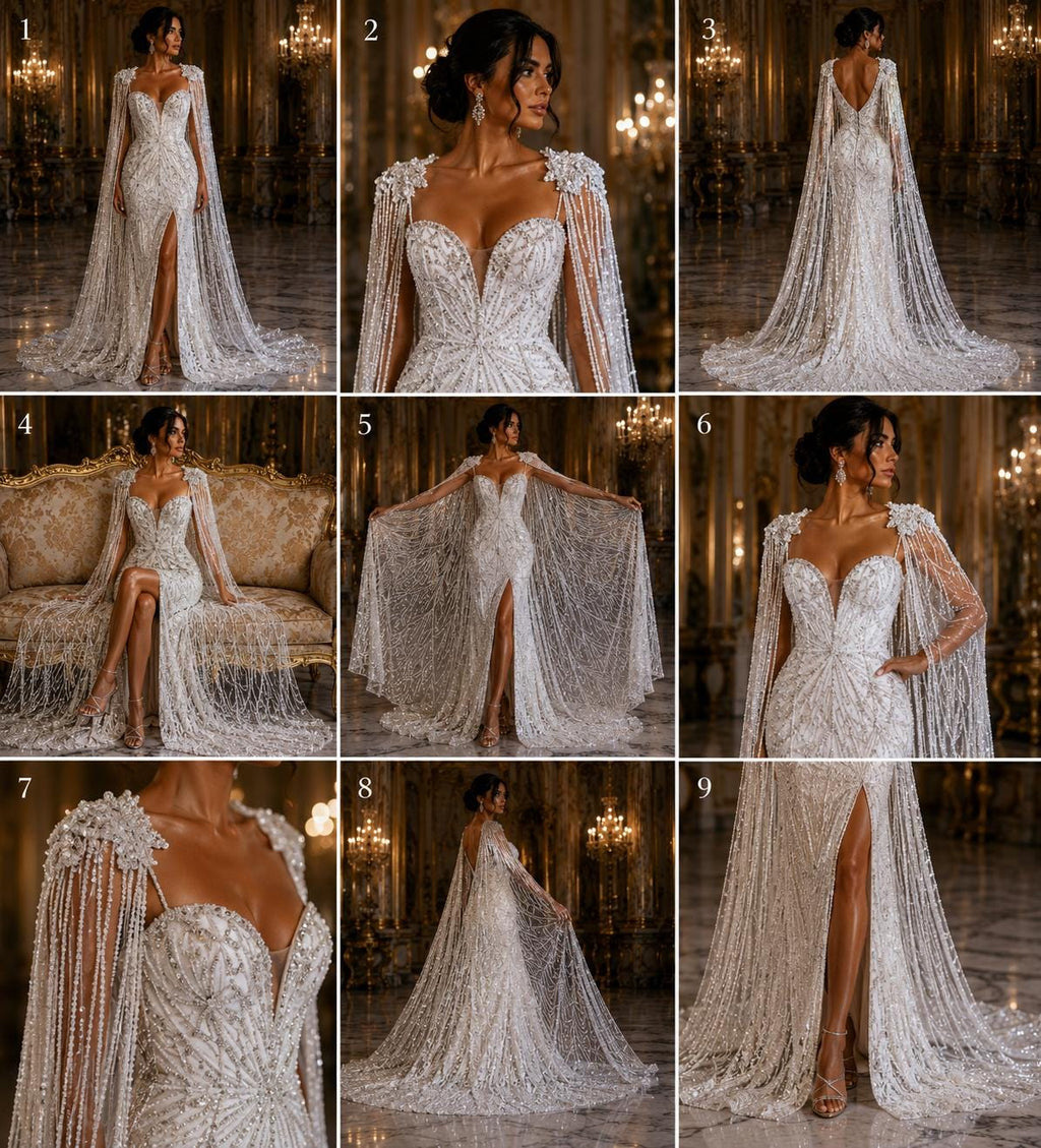 WHITE - Luxurious Design Lace - Beaded Design with Embroidered Sequins and Beads On a Mesh Lace Fabric By The Yard