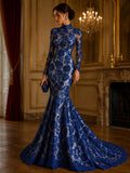 Floral Guipure Lace Fabric - ROYAL - Bridal Wedding Dress Lace a Mesh Fabric for Prom Dress. Sold By The Yard