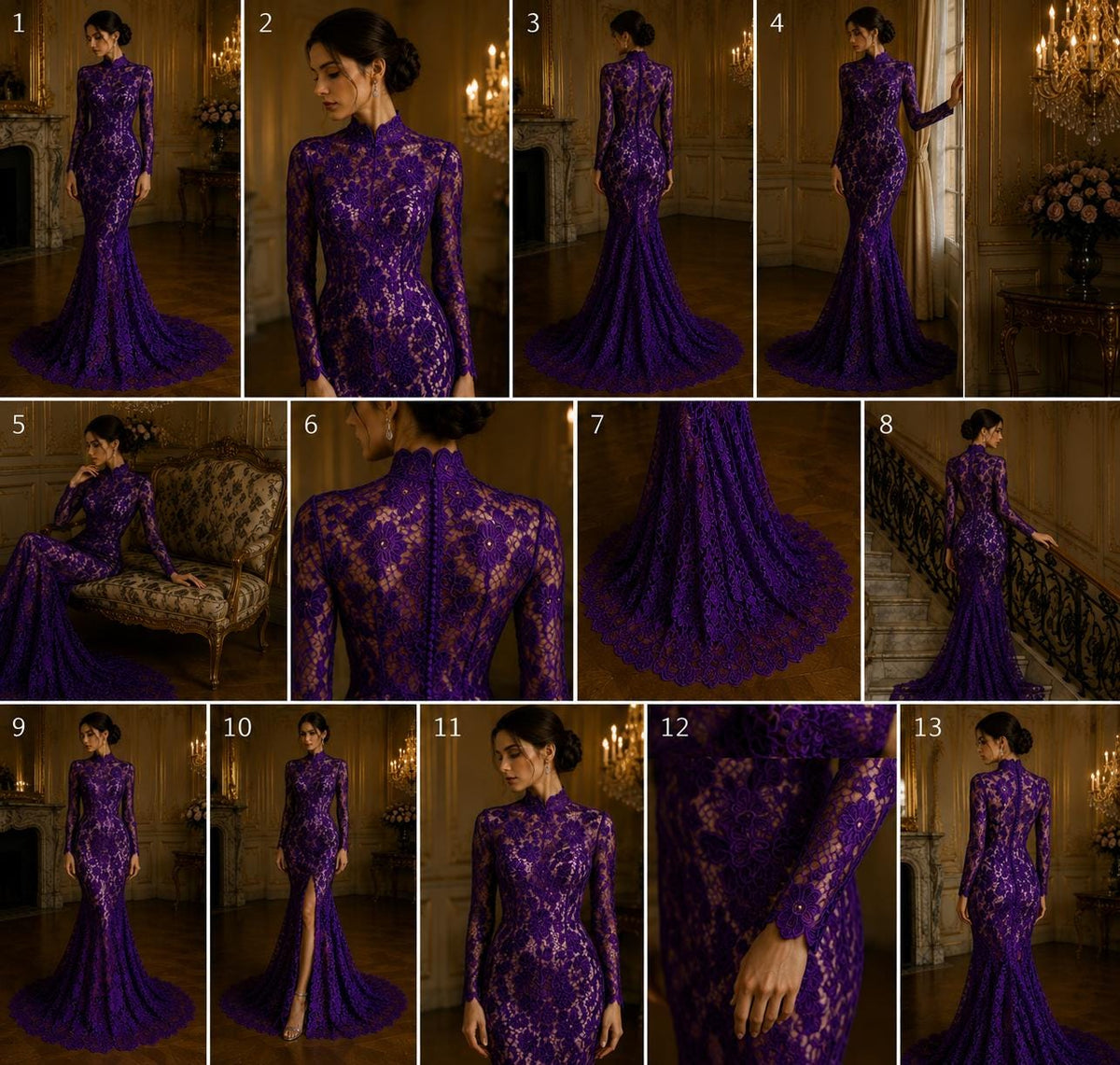 Floral Guipure Lace Fabric - PURPLE - Bridal Wedding Dress Lace a Mesh Fabric for Prom Dress. Sold By The Yard