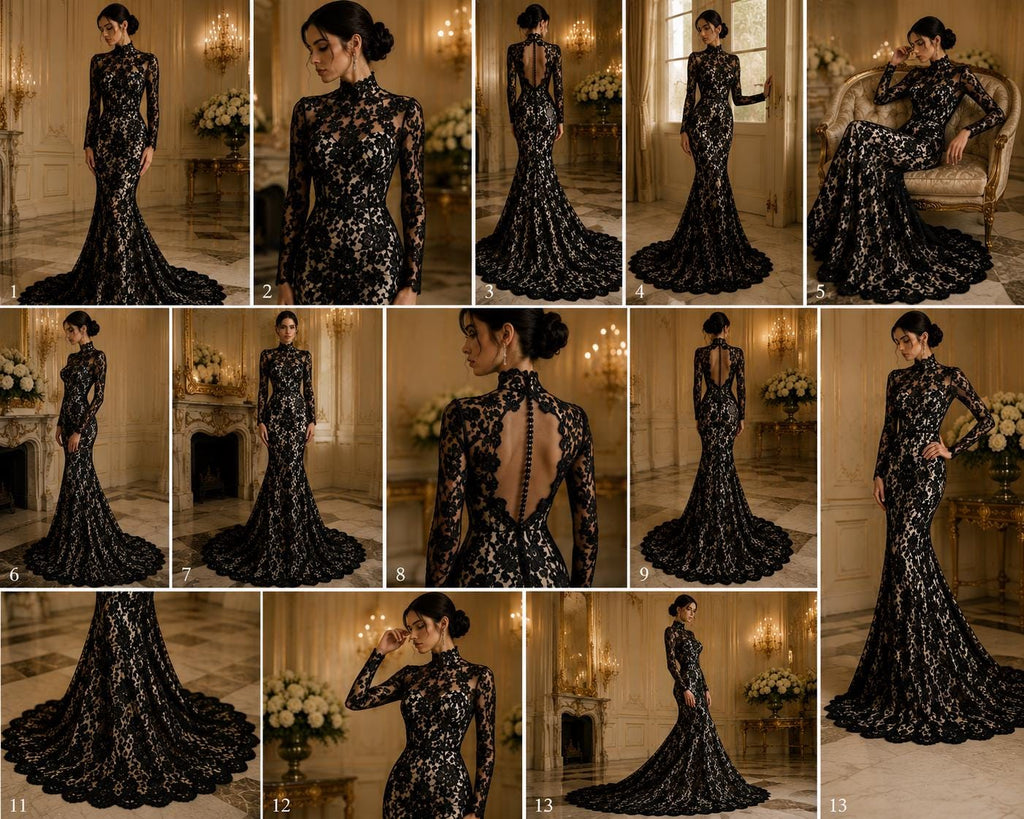 Floral Guipure Lace Fabric - BLACK - Bridal Wedding Dress Lace a Mesh Fabric for Prom Dress. Sold By The Yard