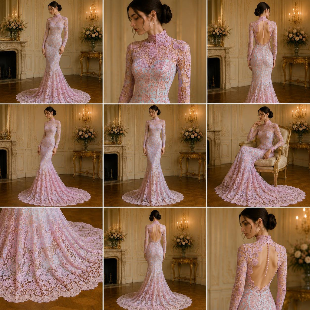 Floral Guipure Lace Fabric - PINK - Bridal Wedding Dress Lace a Mesh Fabric for Prom Dress. Sold By The Yard