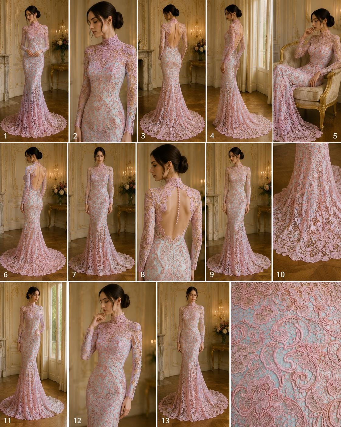 Floral Guipure Lace Fabric - PINK - Bridal Wedding Dress Lace a Mesh Fabric for Prom Dress. Sold By The Yard