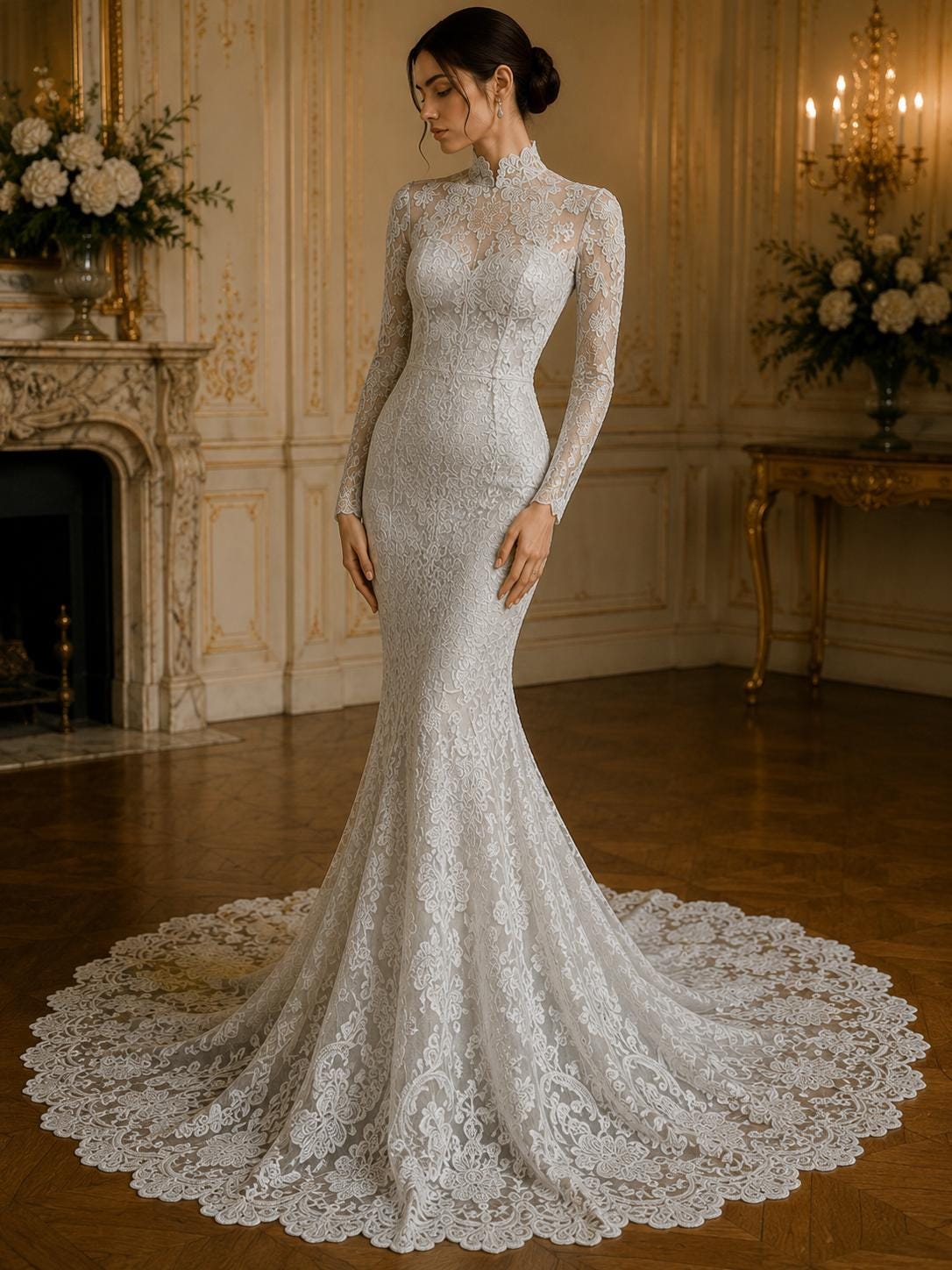Floral Guipure Lace Fabric - WHITE - Bridal Wedding Dress Lace a Mesh Fabric for Prom Dress. Sold By The Yard