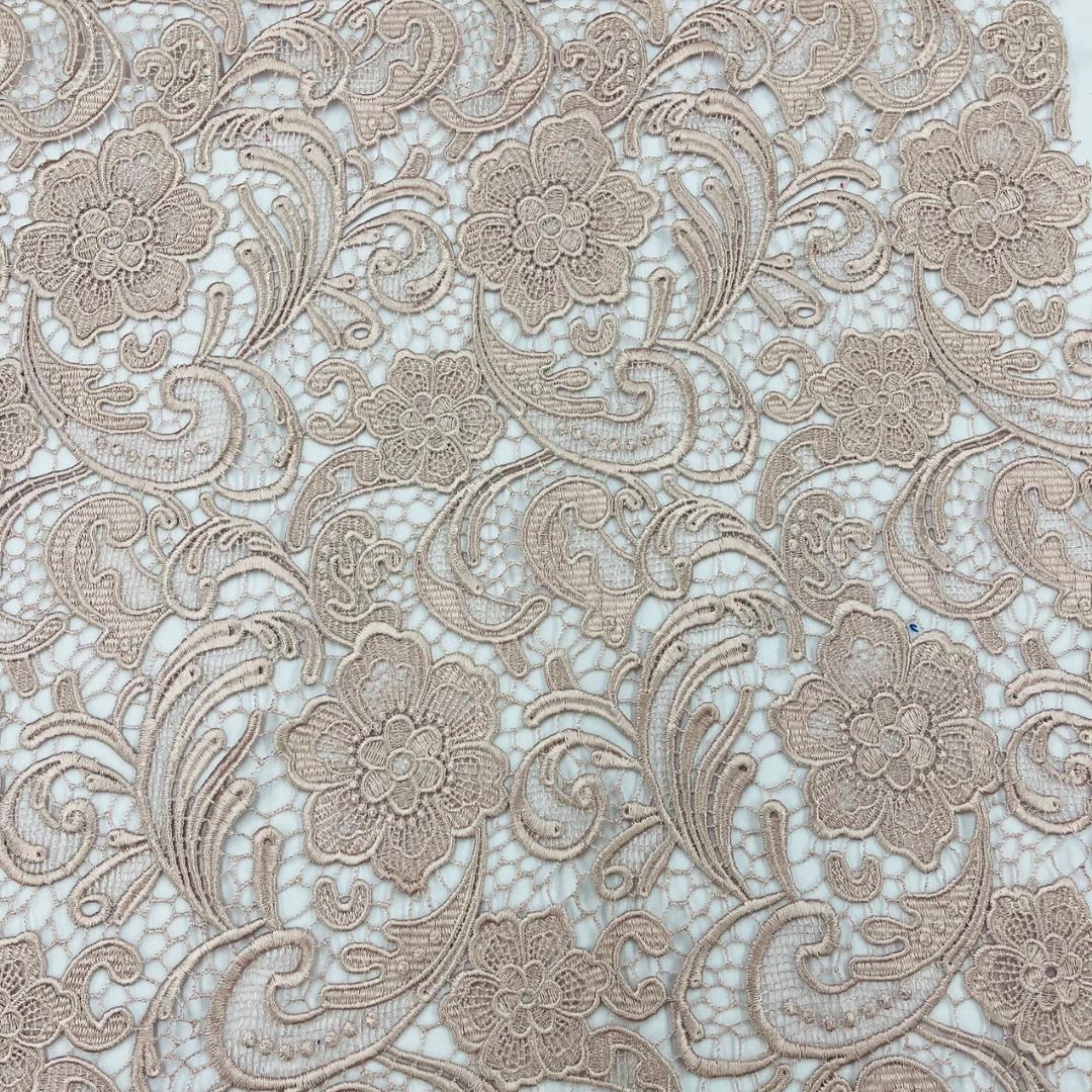 Floral Guipure Lace Fabric - BLUSH  - Bridal Wedding Dress Lace a Mesh Fabric . Sold By The Yard