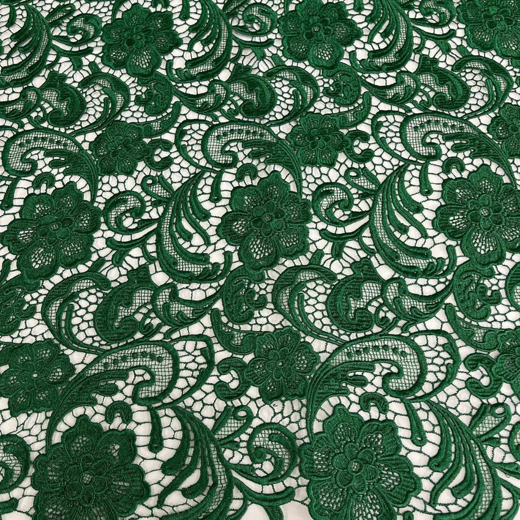 Floral Guipure Lace Fabric - HUNTER - Bridal Wedding Dress Lace a Mesh Fabric  Sold By The Yard