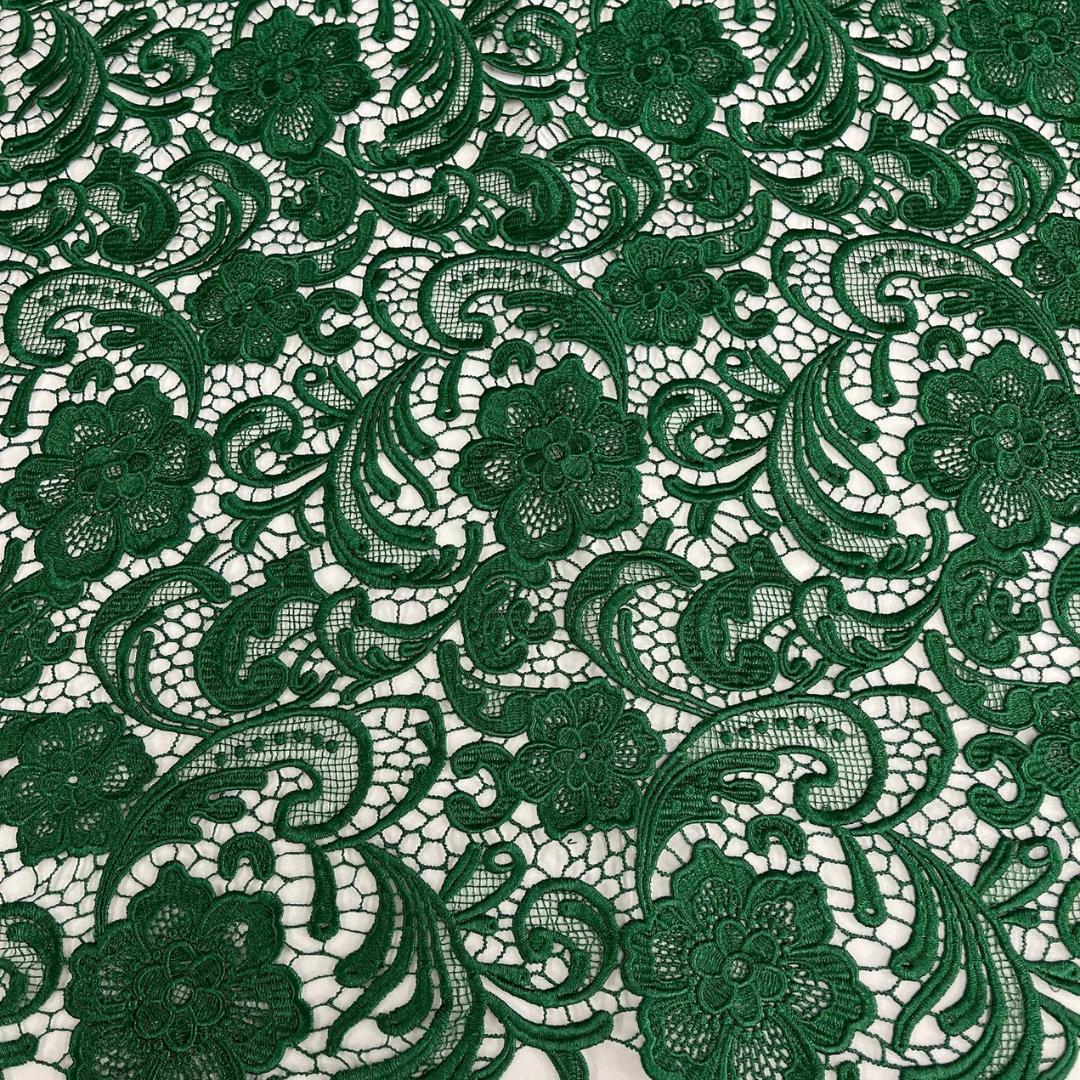 Floral Guipure Lace Fabric - HUNTER - Bridal Wedding Dress Lace a Mesh Fabric  Sold By The Yard