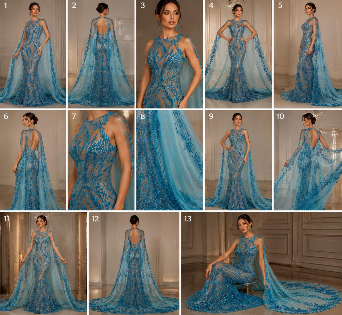 Luxurious Design Lace - TURQUO9ISE - Beaded Design with Embroidered Sequins and Beads On a Mesh Lace Fabric By The Yard