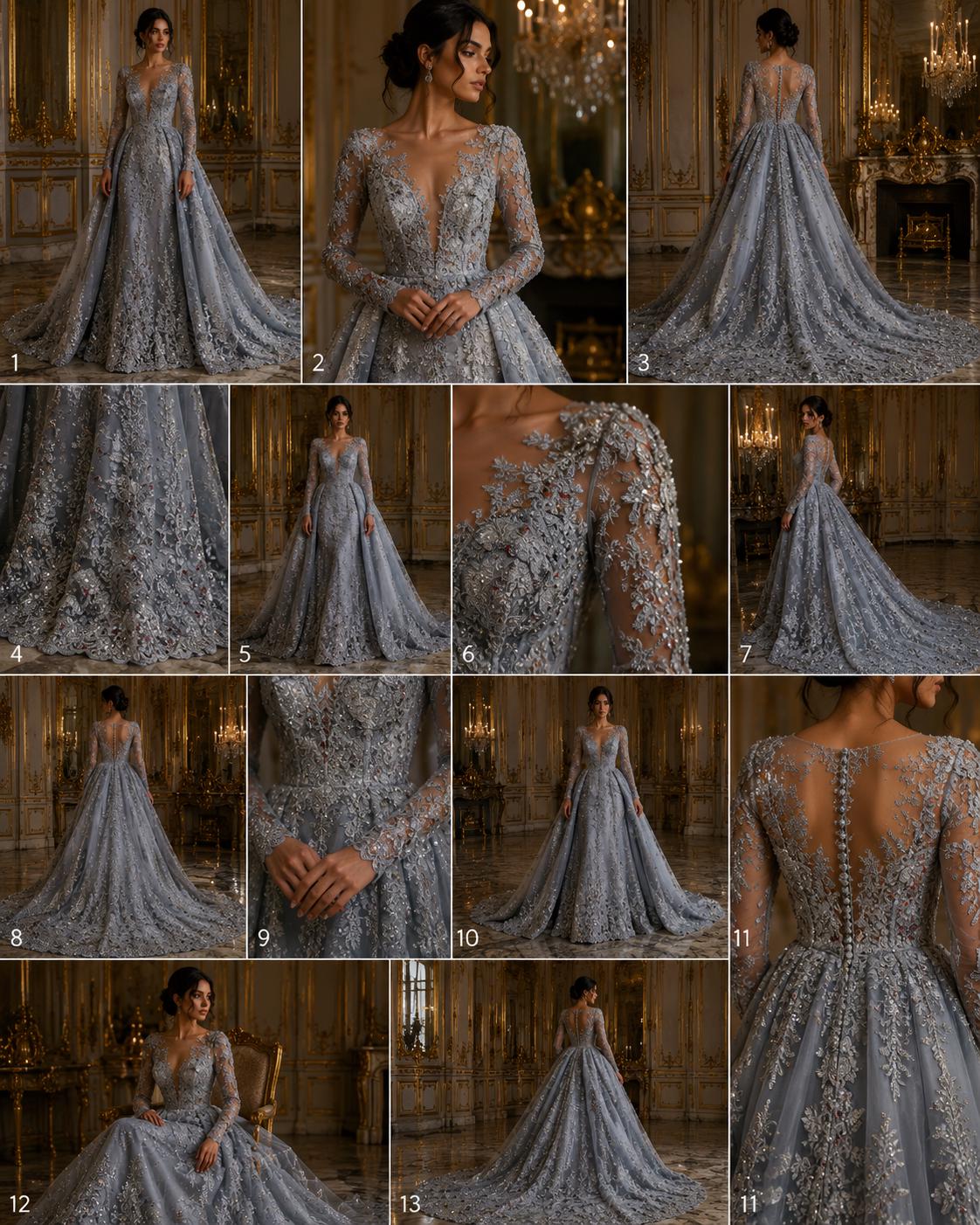 SILVER  - Luxury Lace  - Beaded Design with Embroidered Sequins and Beads On a Mesh Lace Fabric for Prom Dress. Sold By The Yard