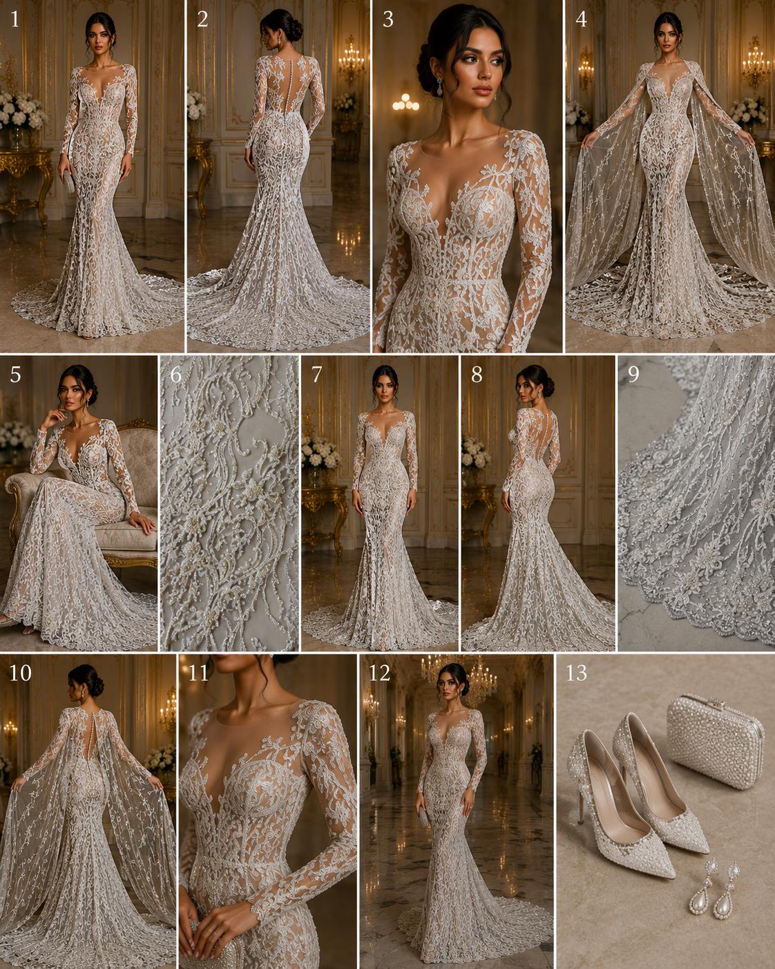 Luxurious Design Lace - WHITE - Beaded Design with Embroidered Sequins and Beads On a Mesh Lace Fabric By The Yard