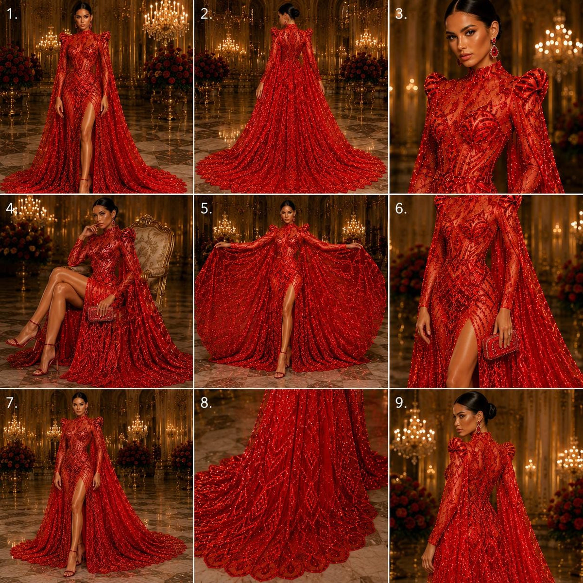 Red - Marvelous Mermaid Luxury Shiny Sequin 4-Way Stretch Mesh Fabric – Prom & Evening Dress Material By The Yard.