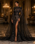 Black - Marvelous Mermaid Luxury Shiny Sequin 4-Way Stretch Mesh Fabric – Prom & Evening Dress Material By The Yard.
