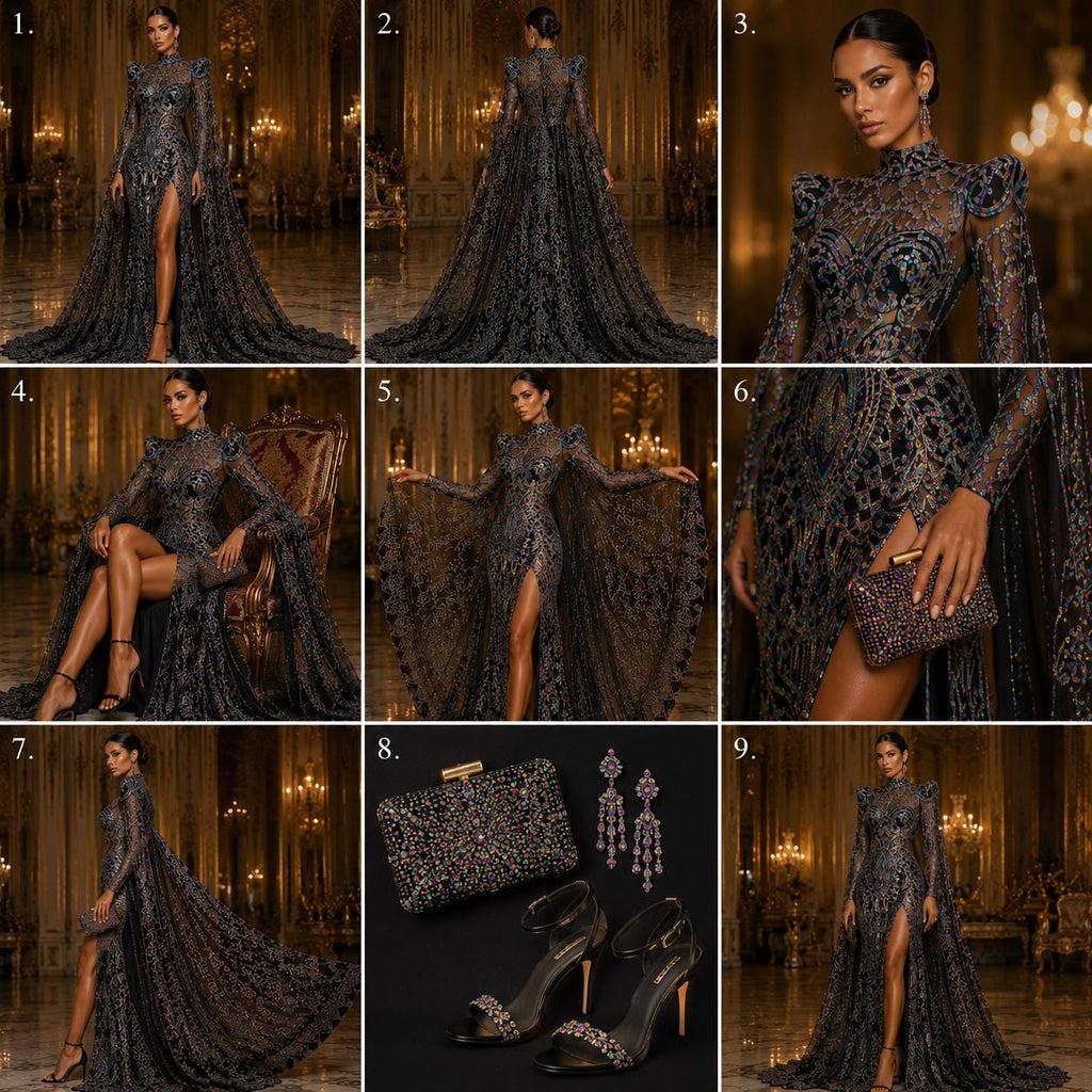 Black - Marvelous Mermaid Luxury Shiny Sequin 4-Way Stretch Mesh Fabric – Prom & Evening Dress Material By The Yard.