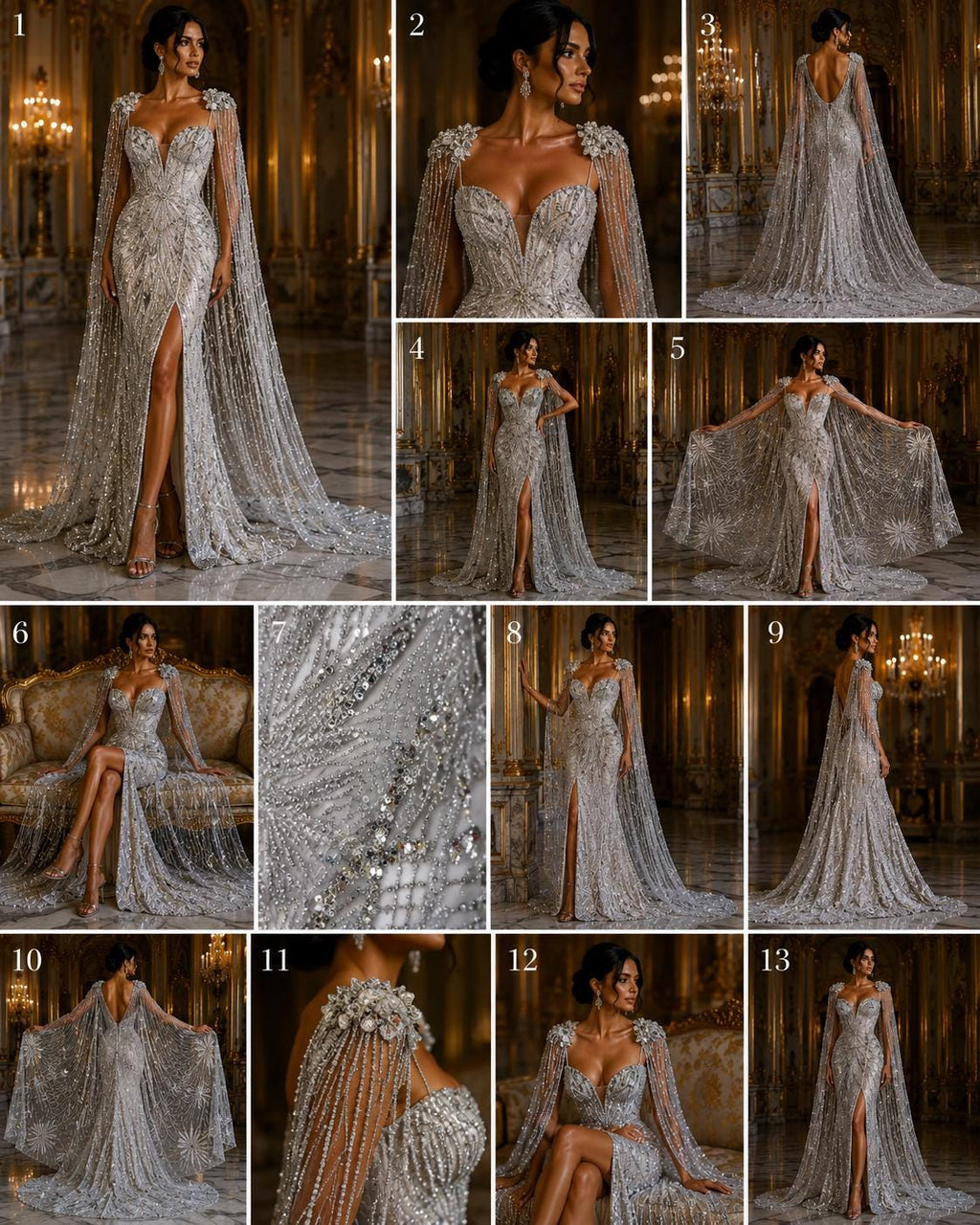 SILVER - Luxurious Design Lace - Beaded Design with Embroidered Sequins and Beads On a Mesh Lace Fabric By The Yard