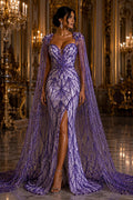 LILAC - Luxurious Design Lace - Beaded Design with Embroidered Sequins and Beads On a Mesh Lace Fabric By The Yard