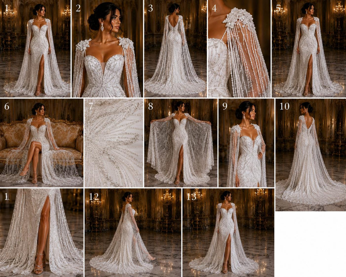 WHITE - Luxurious Design Lace - Beaded Design with Embroidered Sequins and Beads On a Mesh Lace Fabric By The Yard