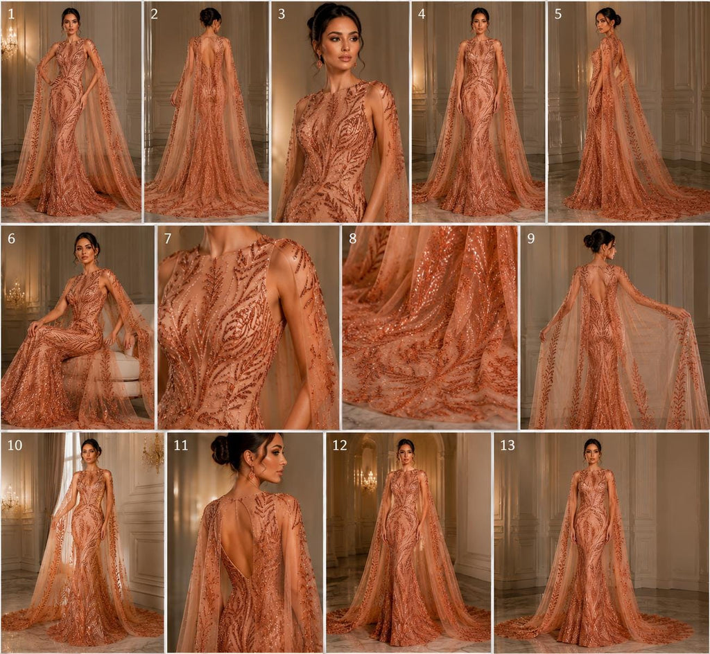 Luxurious Design Lace - LT ORANGE - Beaded Design with Embroidered Sequins and Beads On a Mesh Lace Fabric By The Yard