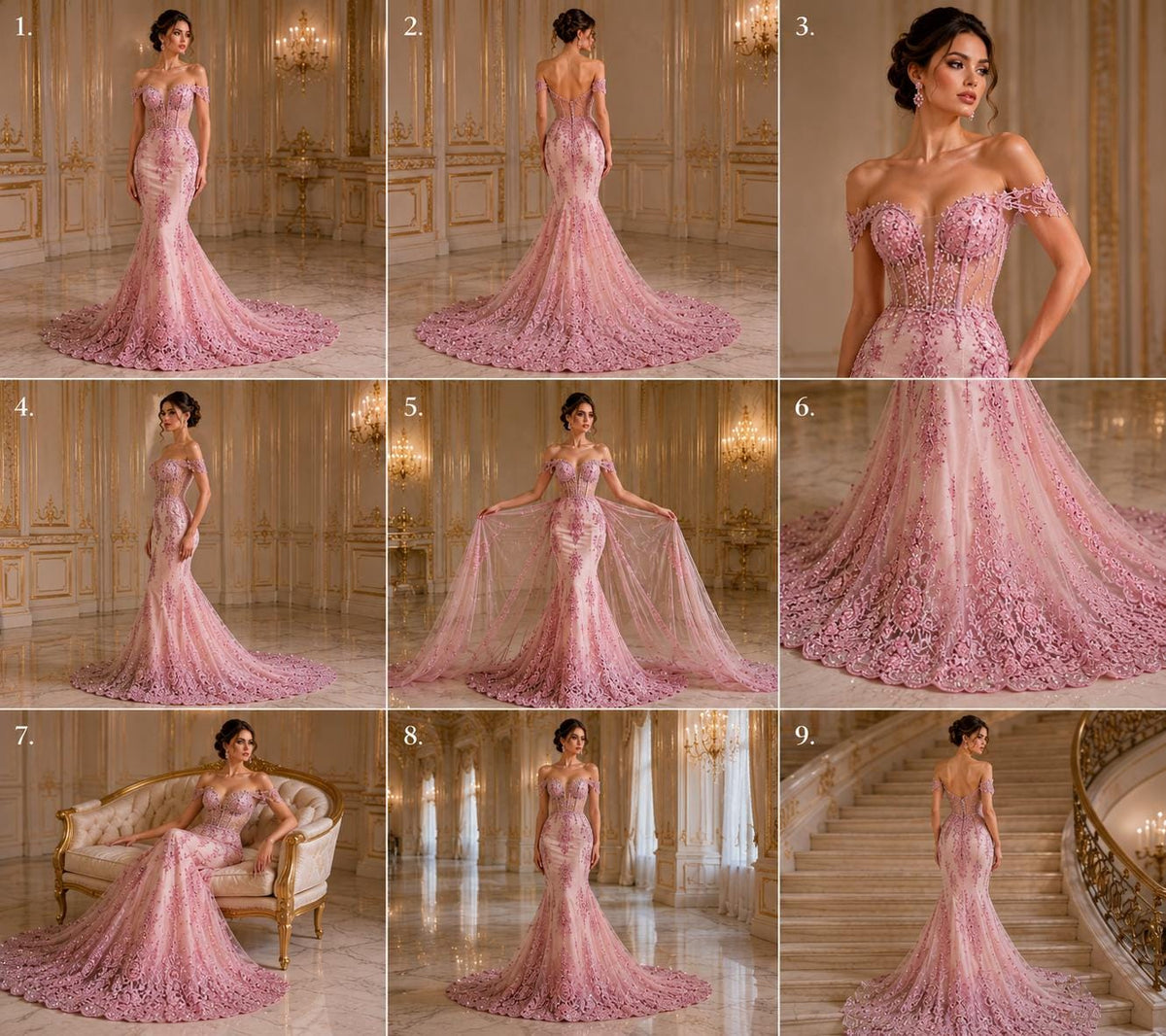 Dusty Pink Luxurious Design Lace - Beaded Design with Embroidered Sequins and Beads On a Mesh Lace Fabric By The Yard