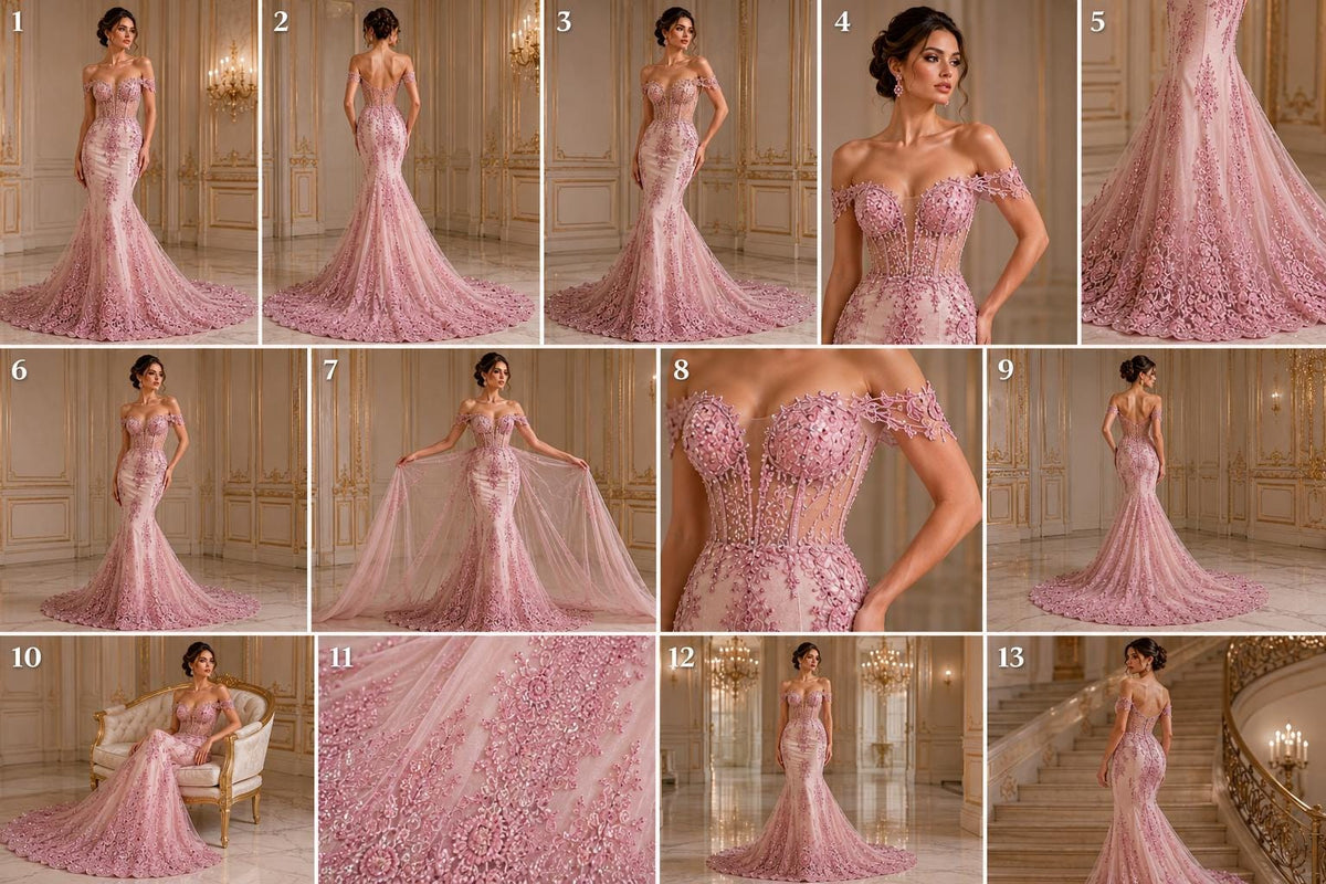 Dusty Pink Luxurious Design Lace - Beaded Design with Embroidered Sequins and Beads On a Mesh Lace Fabric By The Yard
